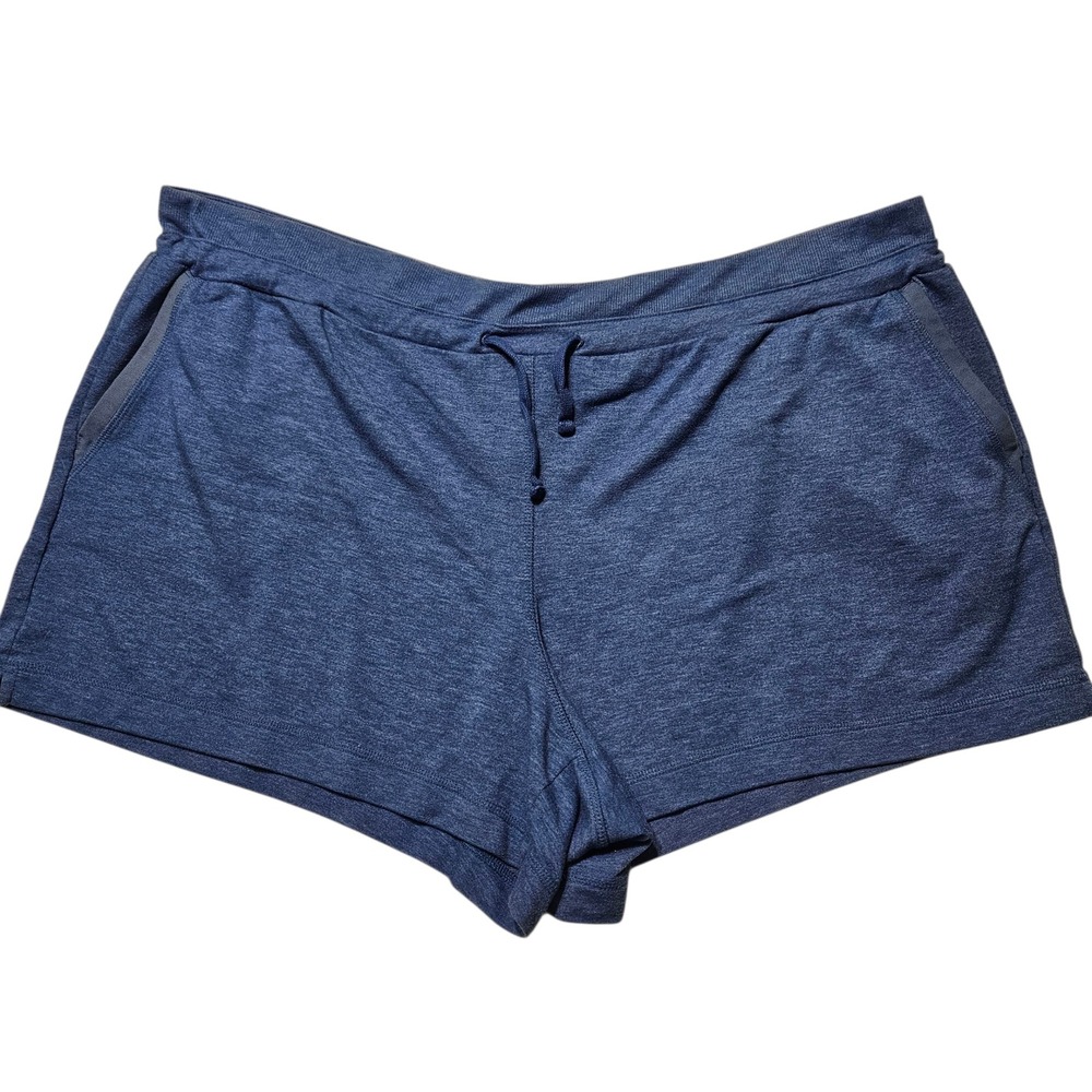 Terra & Sky Women's 2X Blue Knit Lounge Shorts Plus Size Drawstring Pockets